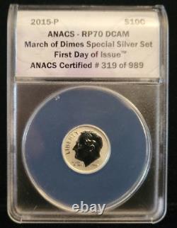 2015 March of Dimes Reverse Proof Dime RP70 DCAM PR70 First Day of Issue FDOI