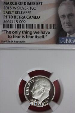 2015 W Silver PF 70 Roosevelt Dime Early Release March Of Dimes Set NGC 1834