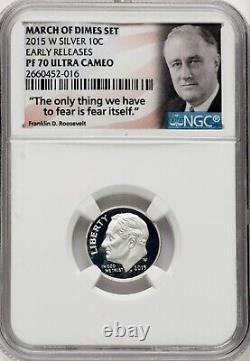 2015-w 10c Silver, Roosevelt March Of Dimes Early Releases Pf70 Ultra Cameo Ngc