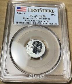 2018-S Roosevelt Dime PCGS PR70 Silver Reverse Proof First Strike 50th Anniv