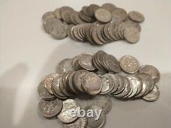 2 ROLLS 90% Silver Roosevelt Dimes (1946-1964) 100 COINS