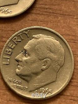 3 1965 Roosevelt Dimes No Mint mark Plus Errors. (333)