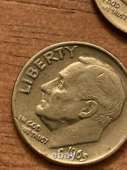 3 1965 Roosevelt Dimes No Mint mark Plus Errors. (333)