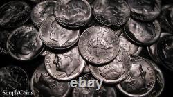 (45) 1946-D Roosevelt Silver Dime Partial Roll BU Uncirculated US Coin Lot SKU-7