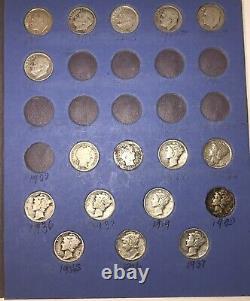 47 MERCURY&ROOSEVELT&Barber DIME LOT MIXED DATE & Mint Marks DIMES 90% SILVER