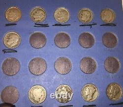 47 MERCURY&ROOSEVELT&Barber DIME LOT MIXED DATE & Mint Marks DIMES 90% SILVER