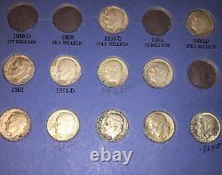 47 MERCURY&ROOSEVELT&Barber DIME LOT MIXED DATE & Mint Marks DIMES 90% SILVER