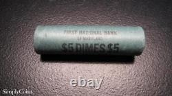 (50) 1955-D Roosevelt Silver Dime Roll BU Uncirculated Coin Lot Shotgun SKU-5