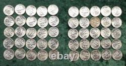 50 1955 Roosevelt Silver Dimes, $5 Roll of Silver 10-Cent Coins, Better Date