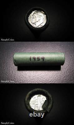 (50) 1959 Roosevelt Silver Dime Roll BU Uncirculated 90% Coin Lot Shotgun MQ