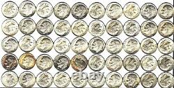 (50) 1961-64 Roosevelt Silver Dime Roll BU Uncirculated 90% Coin Lot