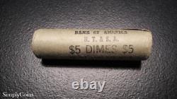 (50) 1963-D Roosevelt Silver Dime Roll BU Uncirculated Coin Lot Shotgun SKU-8