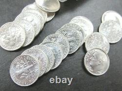 50 Coin Roll 1962 Roosevelt Dimes Gem BU 90% Silver Q1JG