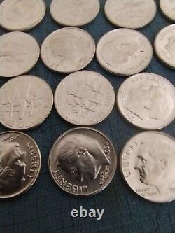 50 pre-1965 BU Roosevelt Dimes 90% Silver $5 Face Value Roll (Tube #X10-001)