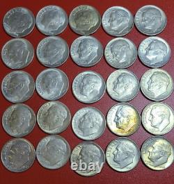 50x 90% SILVER Higher Grade 1946-P Roosevelt Dimes Lot VG-XF-nearly UNC
