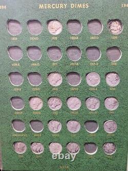 67 90% Silver Mixed Lot Dimes (mercury & Roosevelt) In Collectors Book