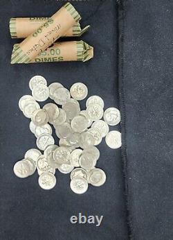 90% Silver Roosevelt Dime Roll Mixed Dates And Mint Marks