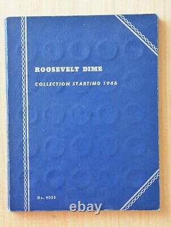 90% Silver, Roosevelt Dime folder withcoins starting 1946, Whitman. Missing 1955