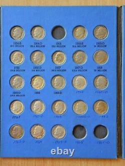 90% Silver, Roosevelt Dime folder withcoins starting 1946, Whitman. Missing 1955