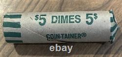 90% Silver Roosevelt Dimes 50 Coin Roll $5 Face Value Circulated