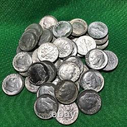 90% Silver Roosevelt Dimes Lot Of 50 All 1964-p&d. Very Nice Condition