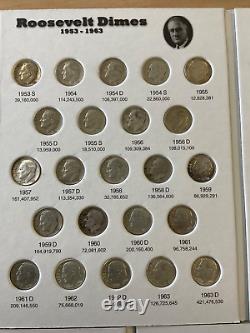 COMPLETE Set Silver/Clad Roos. Dimes 1946 2023 + 2024D in EM Coin Folders