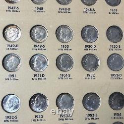 COMPLETE Set Silver Roosevelt Dimes 1946 1964 In Vintage Coin Folder. AU-BU