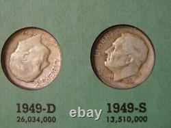 Collection of silver Roosevelt dimes from 1946 through 1961