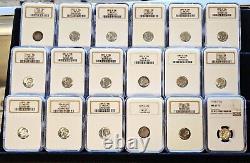 Complete Roosevelt Silver Dime Collection. NGC All MS 67- 1946-1964 MS & Proofs