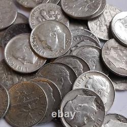 FULL DATES 1 Roll of 50 ea $5 Face Value 90% Silver Roosevelt Dimes