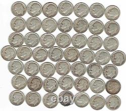 Full Roll Of (50) 1946 First-Year Silver Roosevelt Dimes