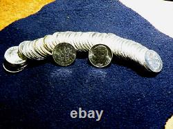Gem Brilliant Uncirculated Full roll of 50 1964p Roosevelt 90% Silver Dimes D3