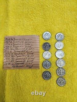 Lot Of Eleven Roosevelt Dimes 1968-1978