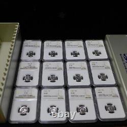 Lot of (12) Different Proof Roosevelt Silver Dimes 1953-1964 NGC PF68 withNGC Box