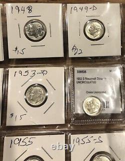 Lot of 15 1946-1963 BU Silver Roosevelt Dimes, Exceptional Mixed Group