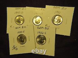 Lot of 19 choice to Gem B. U. Roosevelt dimes from 1940's to 1950's