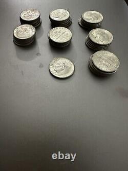 Lot of 26 Roosevelt Dimes 1950-D 90% Silver Ungraded, Excellent Condition
