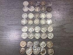 Lot of 40 Silver-Seated, Barber, Mercury, Roosevelt Dimes-10 each-092924-90