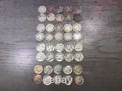 Lot of 40 Silver-Seated, Barber, Mercury, Roosevelt Dimes-10 each-092924-90