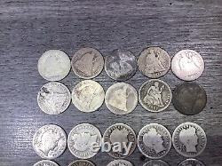 Lot of 40 Silver-Seated, Barber, Mercury, Roosevelt Dimes-10 each-092924-90