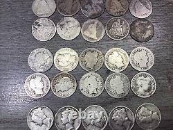 Lot of 40 Silver-Seated, Barber, Mercury, Roosevelt Dimes-10 each-092924-90