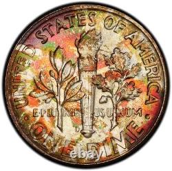 MS65 1951-D 10C Roosevelt Silver Dime, PCGS Secure- Rainbow Toned