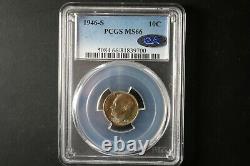MS66 1946 S 10C Roosevelt Silver Dime PCGS Lime Green-Blue Toned NICE QA Approve