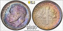 MS67 1956 10C Roosevelt Silver Dime, PCGS Trueview- Deep Luster, Mint Set Toned