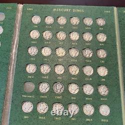 Mercury-Roosevelt Silver Dime Album With 115 Silver Dimes. Near Complete