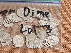 Mixed Year 90% Silver Roosevelt Dimes Roll 50 Coin Lot 3