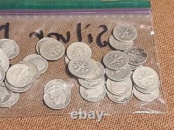 Mixed Year 90% Silver Roosevelt Dimes Roll 50 Coin Lot 3