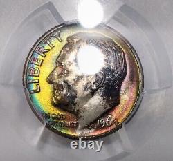 NEON 1964 D PCGS MS66 Roosevelt Dime Rainbow Toned Brilliant End Roll Monster