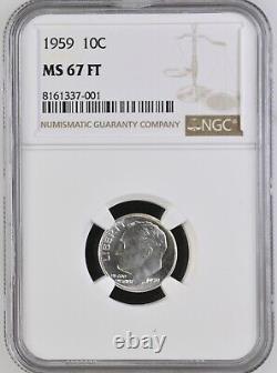 NGC MS67 FT 1959 Roosevelt Dime Silver Blast White Certified GEM BU PQ 10c