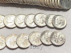 Original Gem BU Roll 1959 90% Silver Roosevelt Dimes Premium Luster 50 Coins